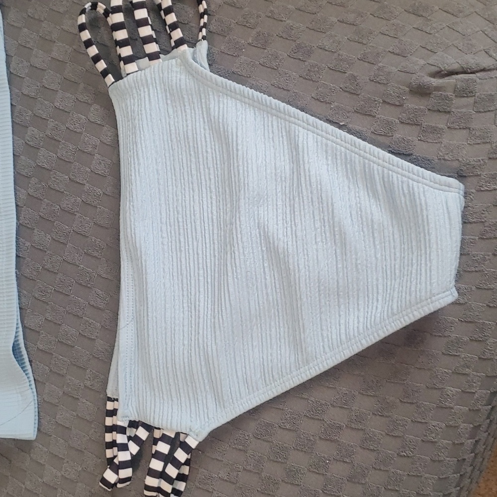 Blue Ribbed Tankini Bikini - Picture 4 of 6